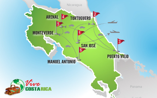 Viajes a Costa Rica | Mapa Circuito Clsico